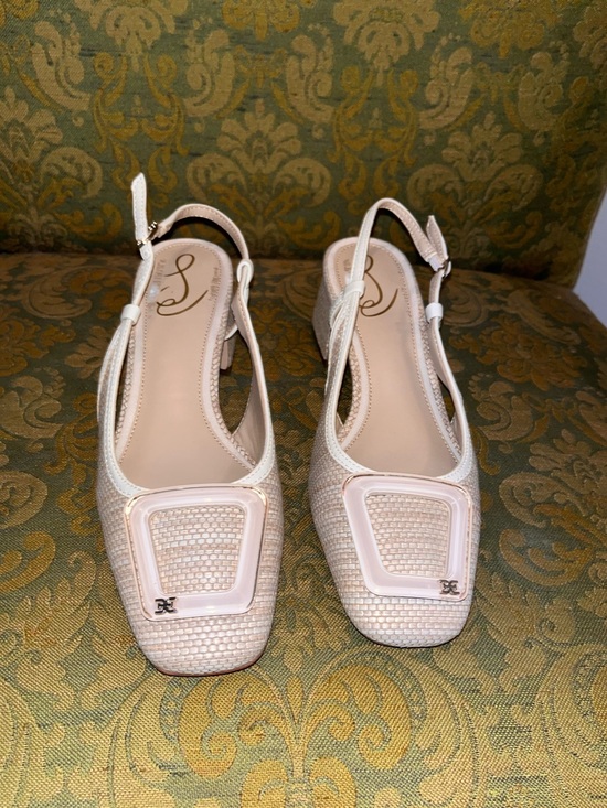 Sam Edelman Shoes - Sam Edelman Blush Beige Slingback Heels with Decorative Buckle